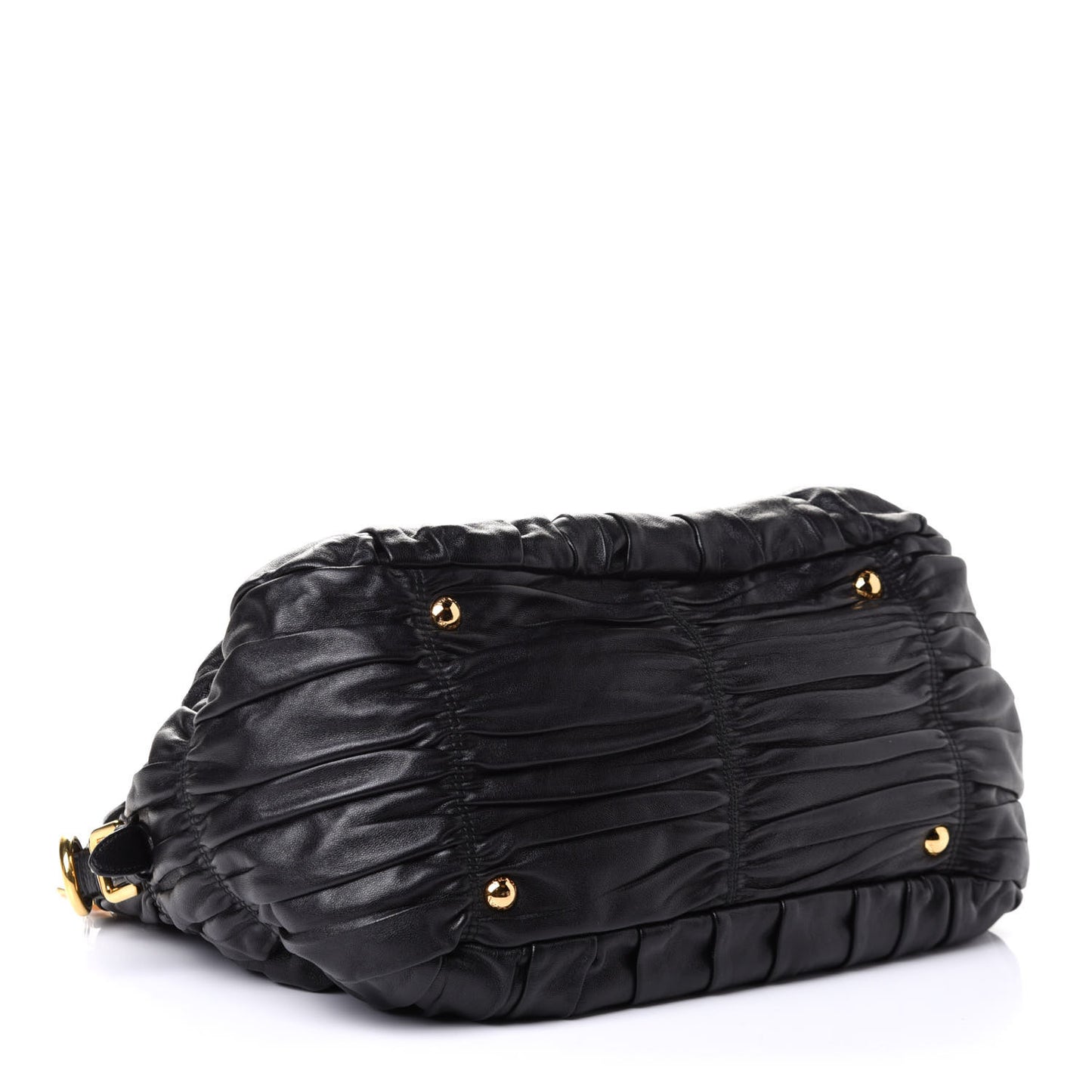 Nappa Gaufre Buckle Shoulder Bag Black