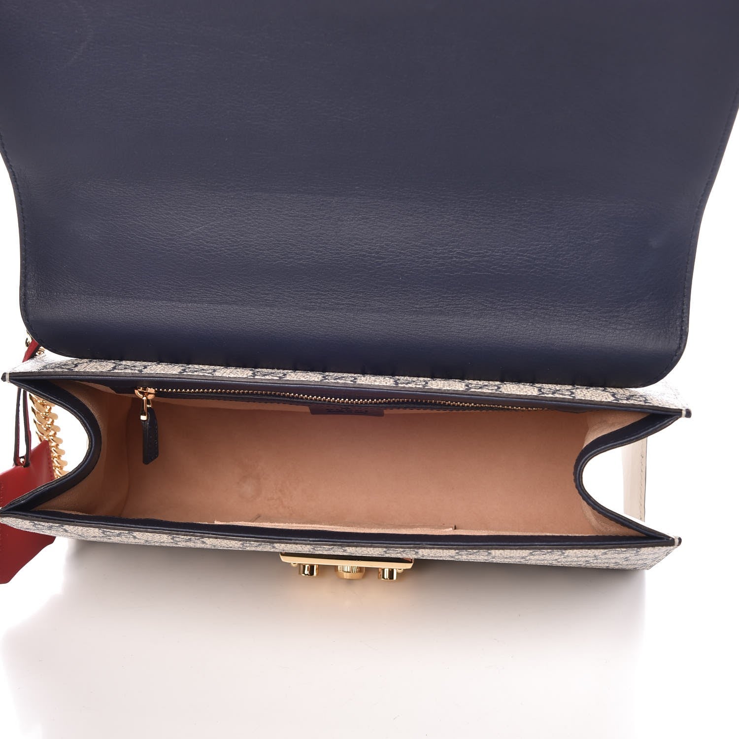 Gucci GG Supreme Monogram Calfskin Medium Padlock Shoulder Bag Beige Blue Mystic White Hibiscus Red 5 of 8