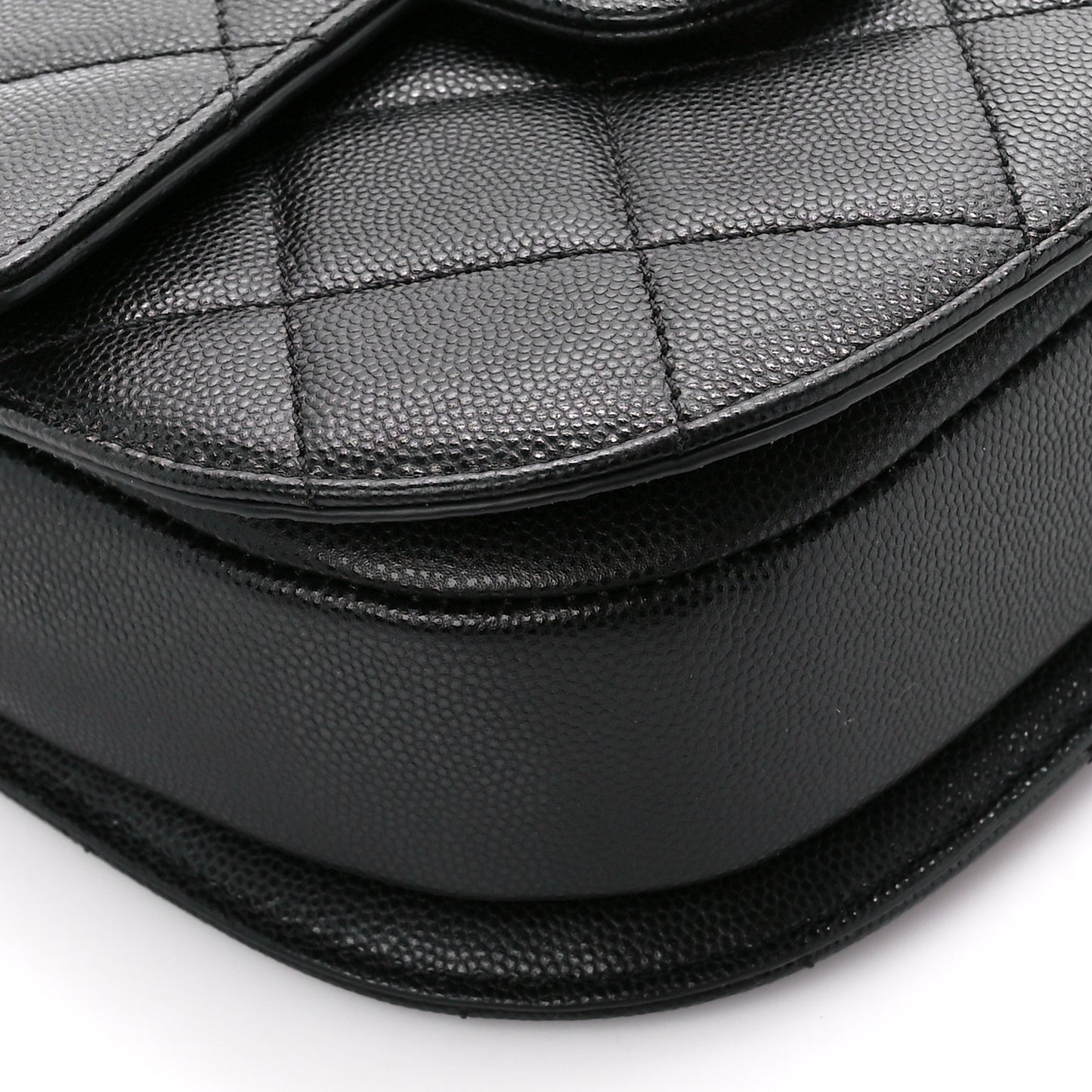 Caviar Quilted Moon Messenger Black