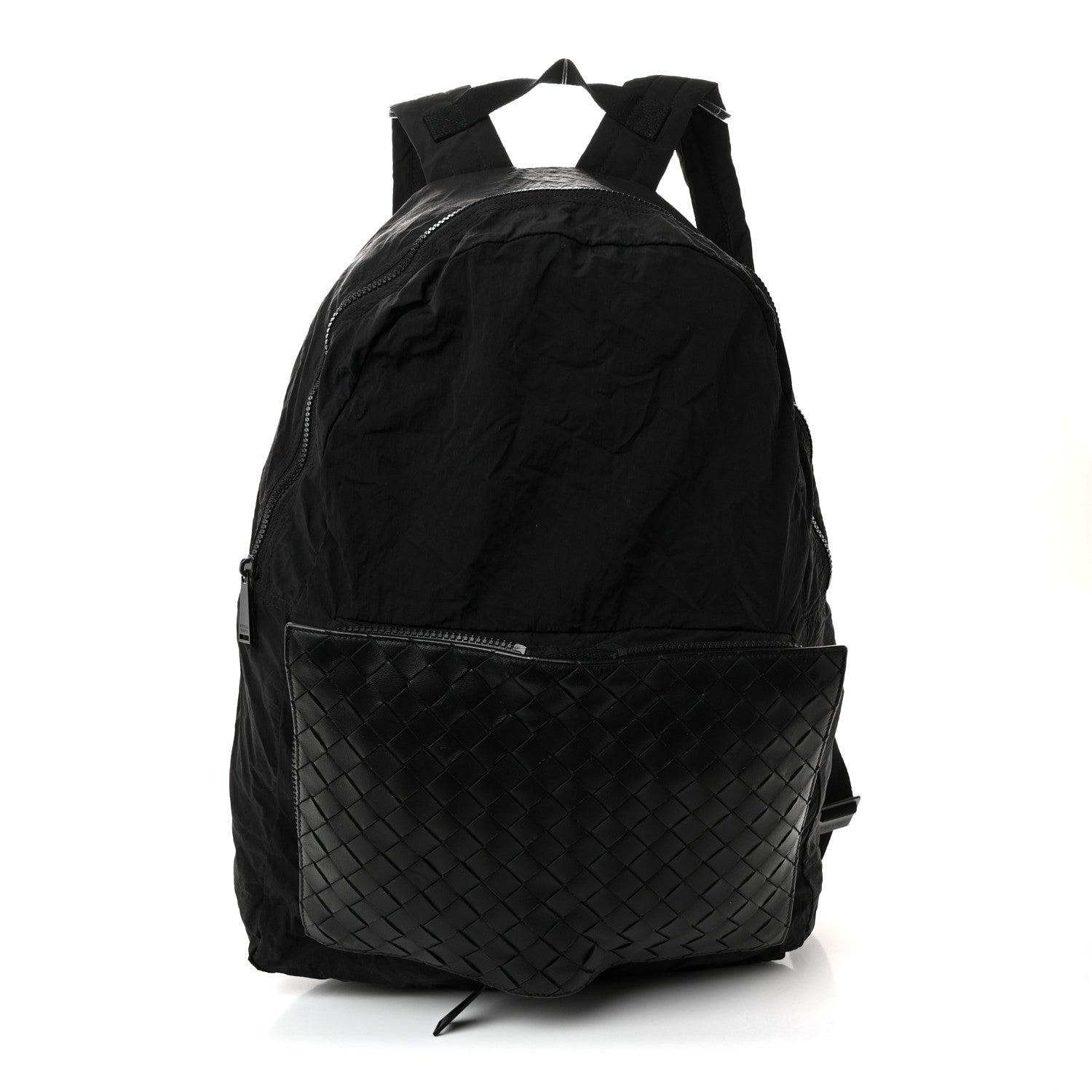 Bottega Veneta Nappa Nylon Intreccio Packable Backpack Black 1 of 11