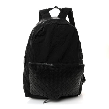 Bottega Veneta Nappa Nylon Intreccio Packable Backpack Black 1 of 11