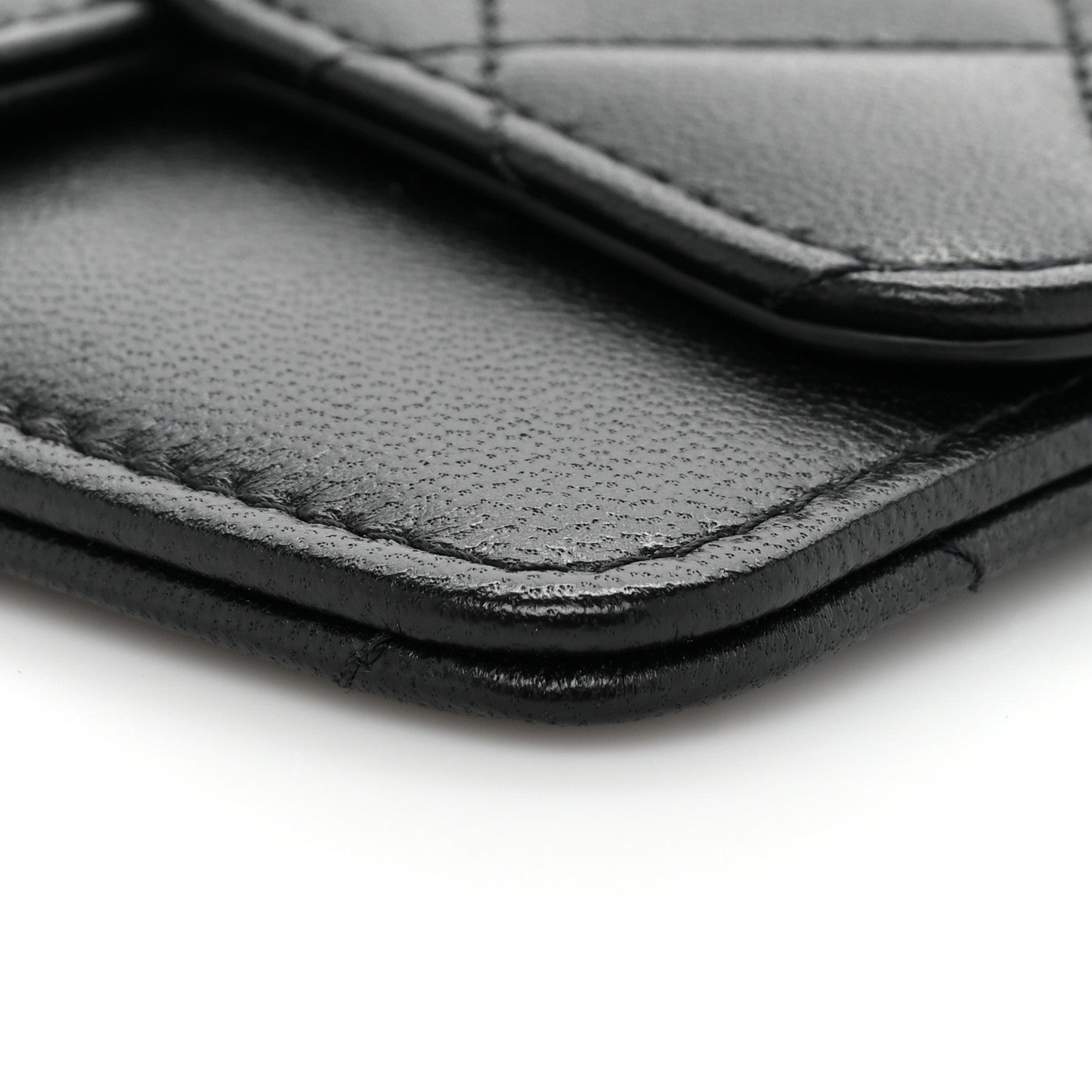 Chanel Lambskin Quilted Flap Zip Card Holder Black 9 of 11