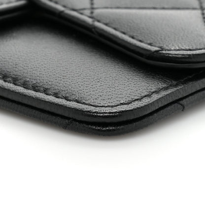 Chanel Lambskin Quilted Flap Zip Card Holder Black 9 of 11