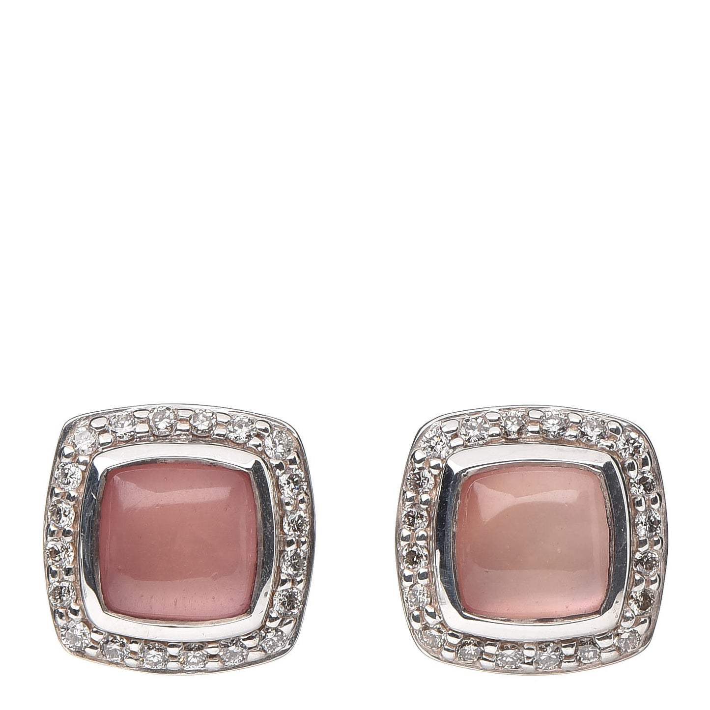 Sterling Silver Diamond Rose Quartz 7mm Albion Earrings