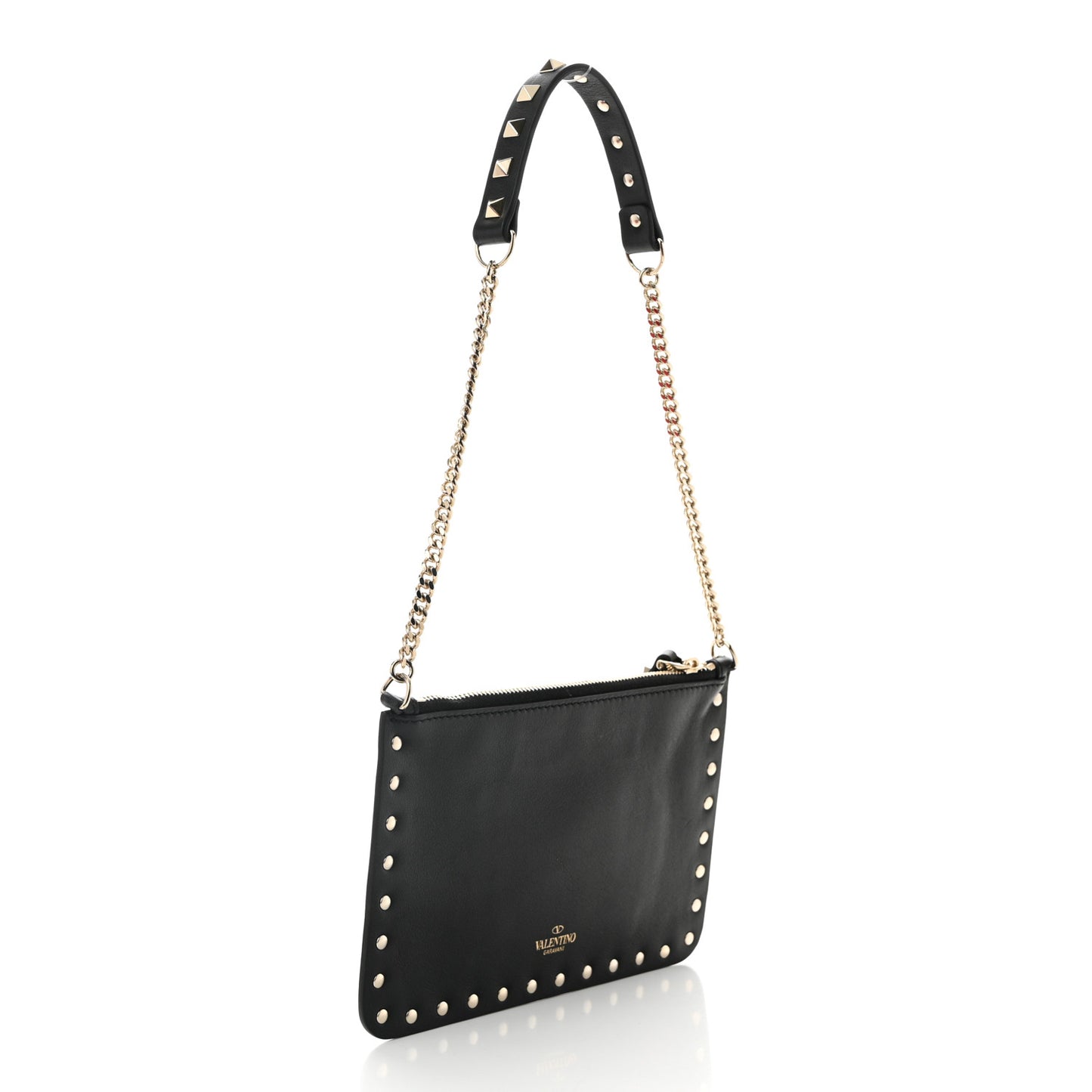 Vitello Rockstud Pouch On Chain Black