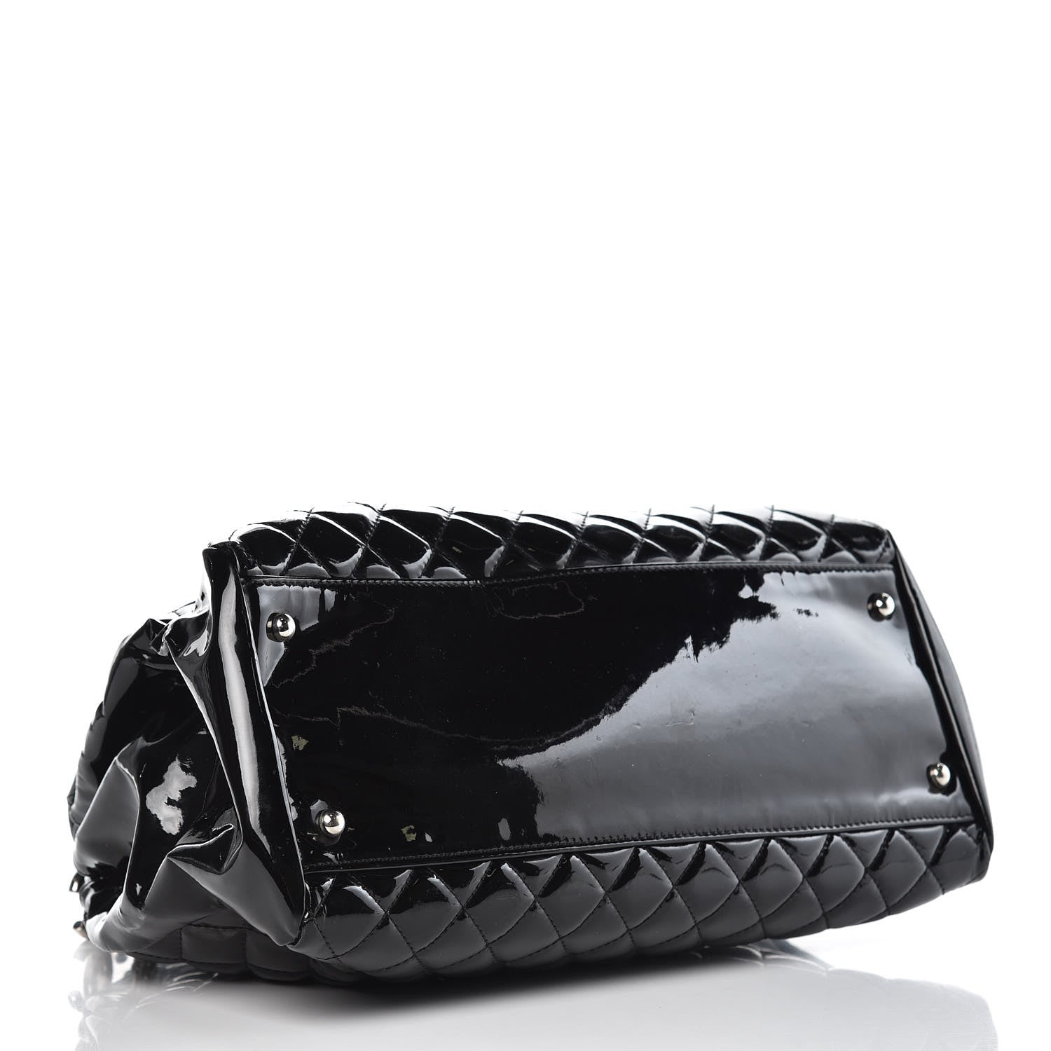 Chanel Patent Quilted Large Just Mademoiselle Bowling Bag Black 4 of 11