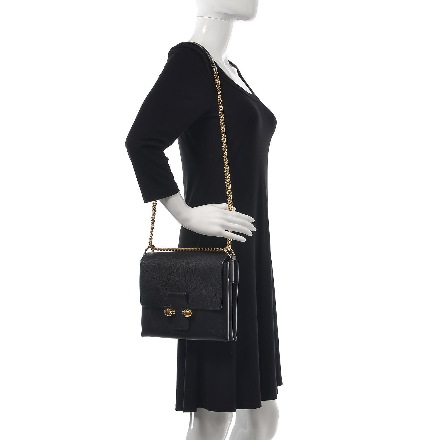 Alexander McQueen Grained Calfskin Twin Skull Crossbody Black 2 of 11