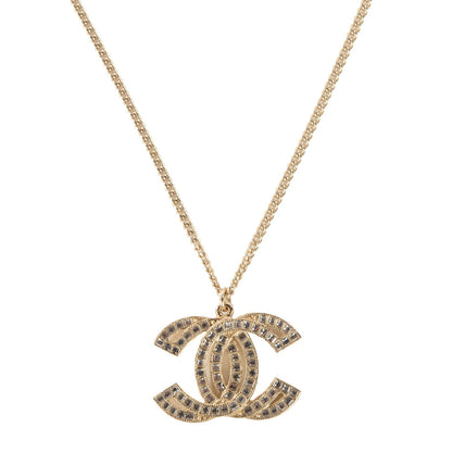 Chanel Crystal Baguette CC Necklace Light Gold 1 of 6