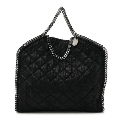 Stella McCartney Metallic Shaggy Deer Quilted Small Falabella Tote Black 1 of 9