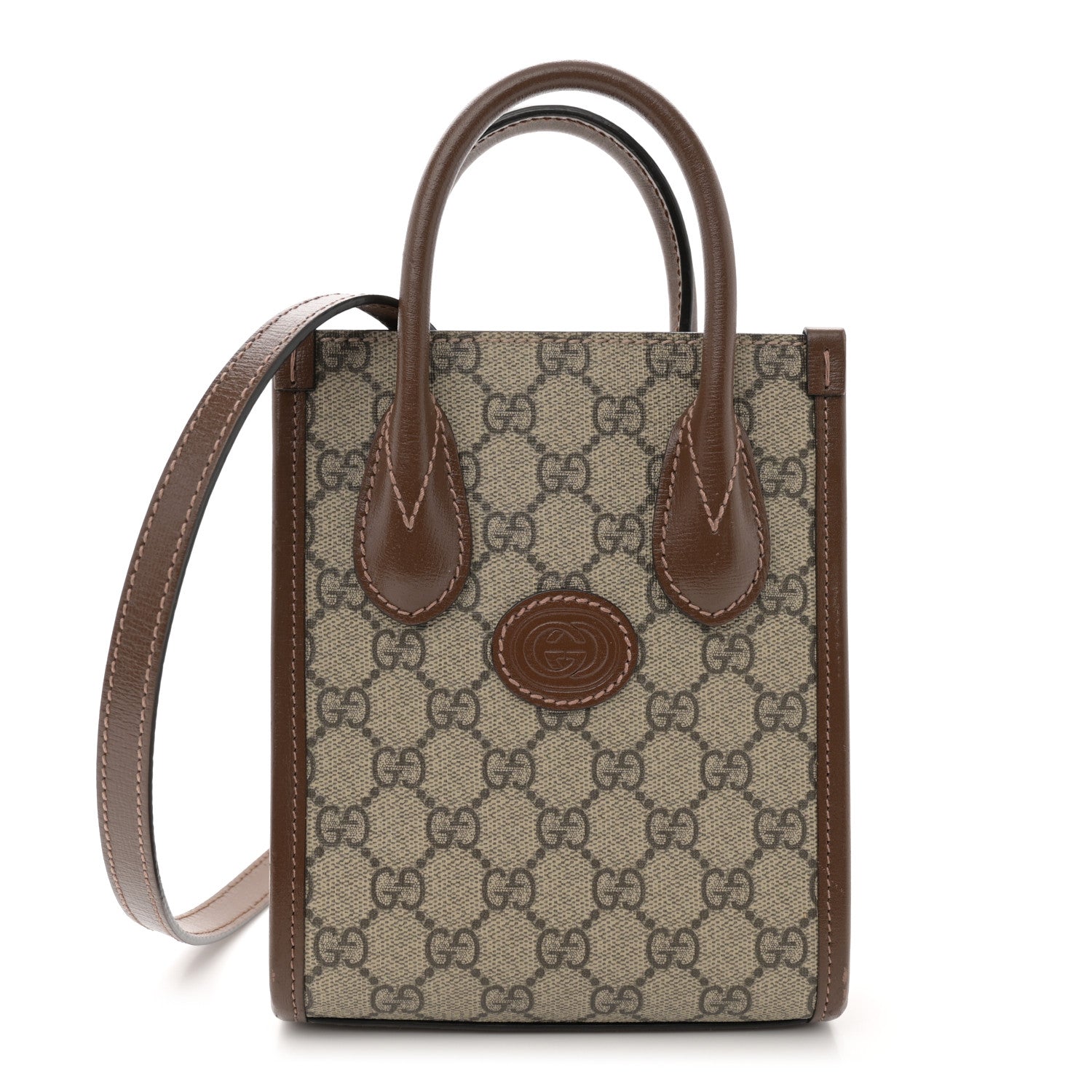 Gucci GG Supreme Monogram Azalea Calfskin Mini Retro Interlocking G Tote Bag Beige Ebony Brown Sugar 1 of 15