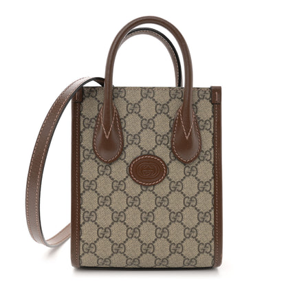 Gucci GG Supreme Monogram Azalea Calfskin Mini Retro Interlocking G Tote Bag Beige Ebony Brown Sugar 1 of 15