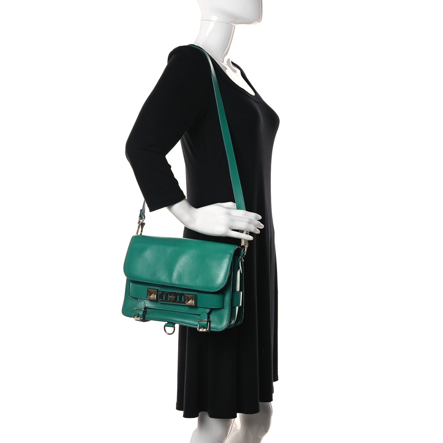 Calfskin Mini PS11 Classic Shoulder Bag Emerald