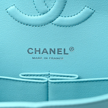 Chanel Lambskin Quilted Medium Double Flap Light Blue 6 of 9