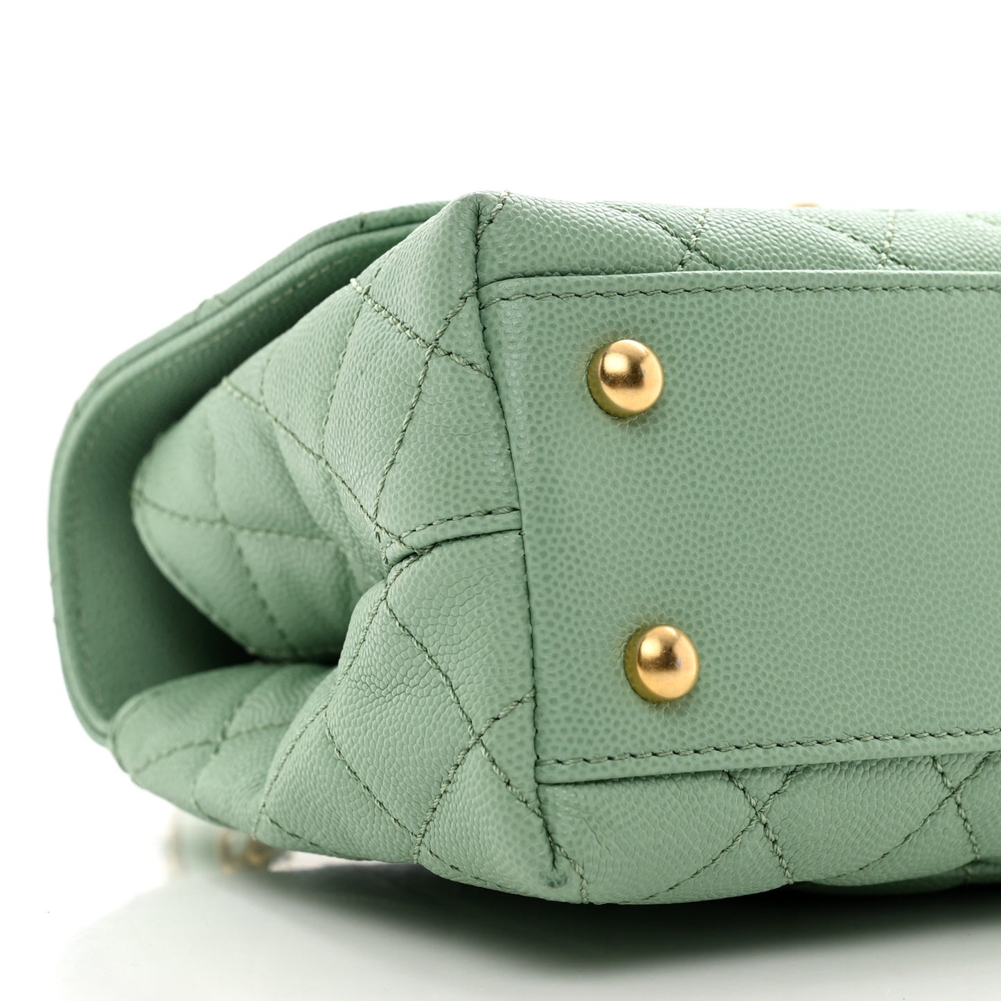 Caviar Quilted Mini Coco Chain Handle Flap Light Green