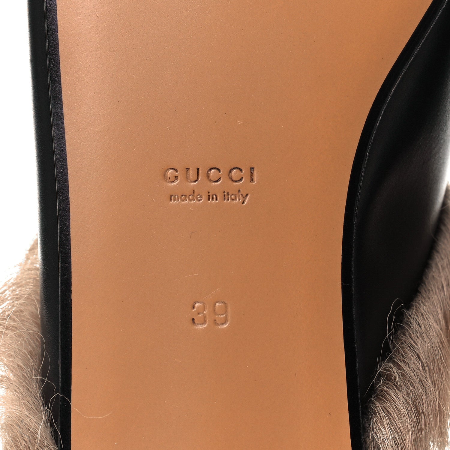 Gucci Calfskin Fur Womens Princetown Slippers 39 Black 6 of 8