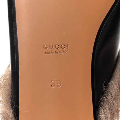 Gucci Calfskin Fur Womens Princetown Slippers 39 Black 6 of 8