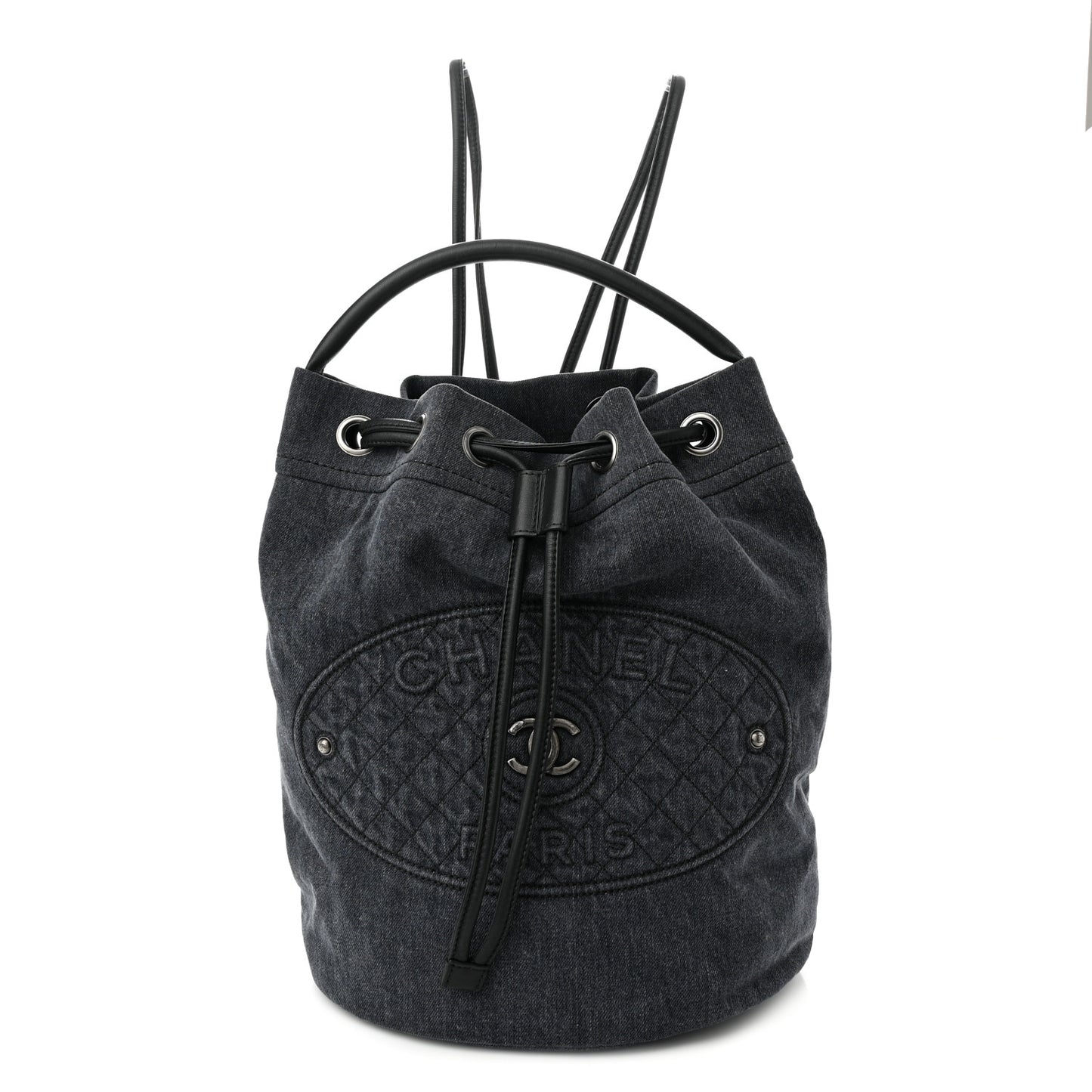 Denim Drawstring Backpack Blue
