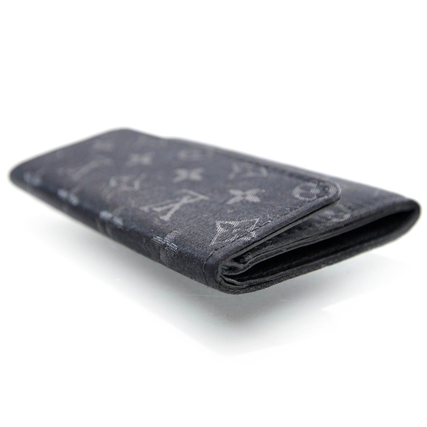 Satin Monogram Porte-Monnaie Snap Wallet Black