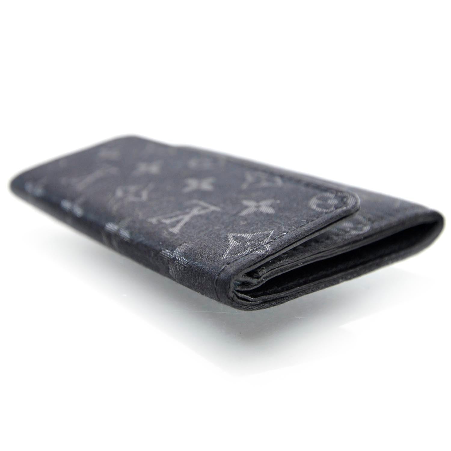Louis Vuitton Satin Monogram Porte-Monnaie Snap Wallet Black 3 of 7