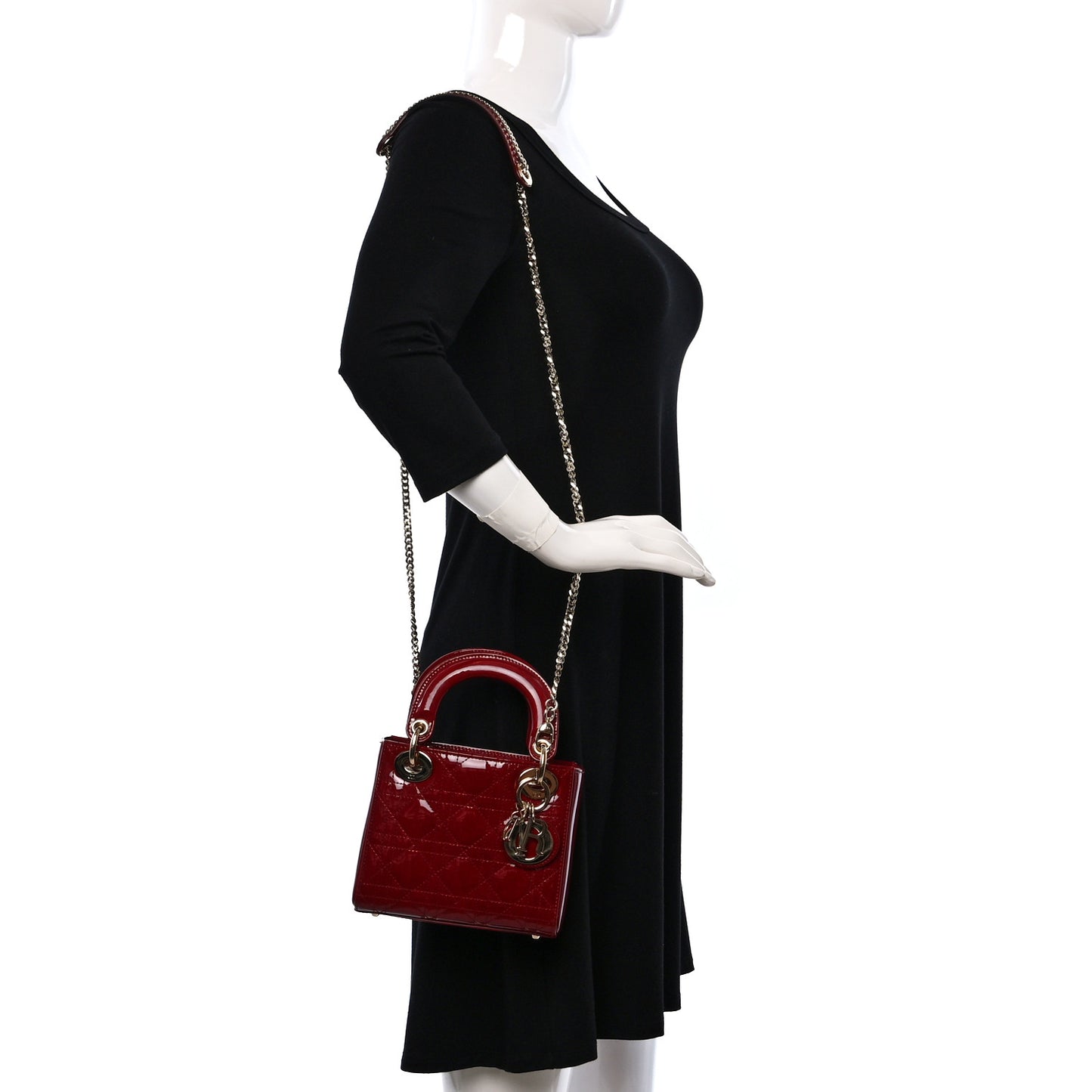 Patent Cannage Mini Lady Dior Red