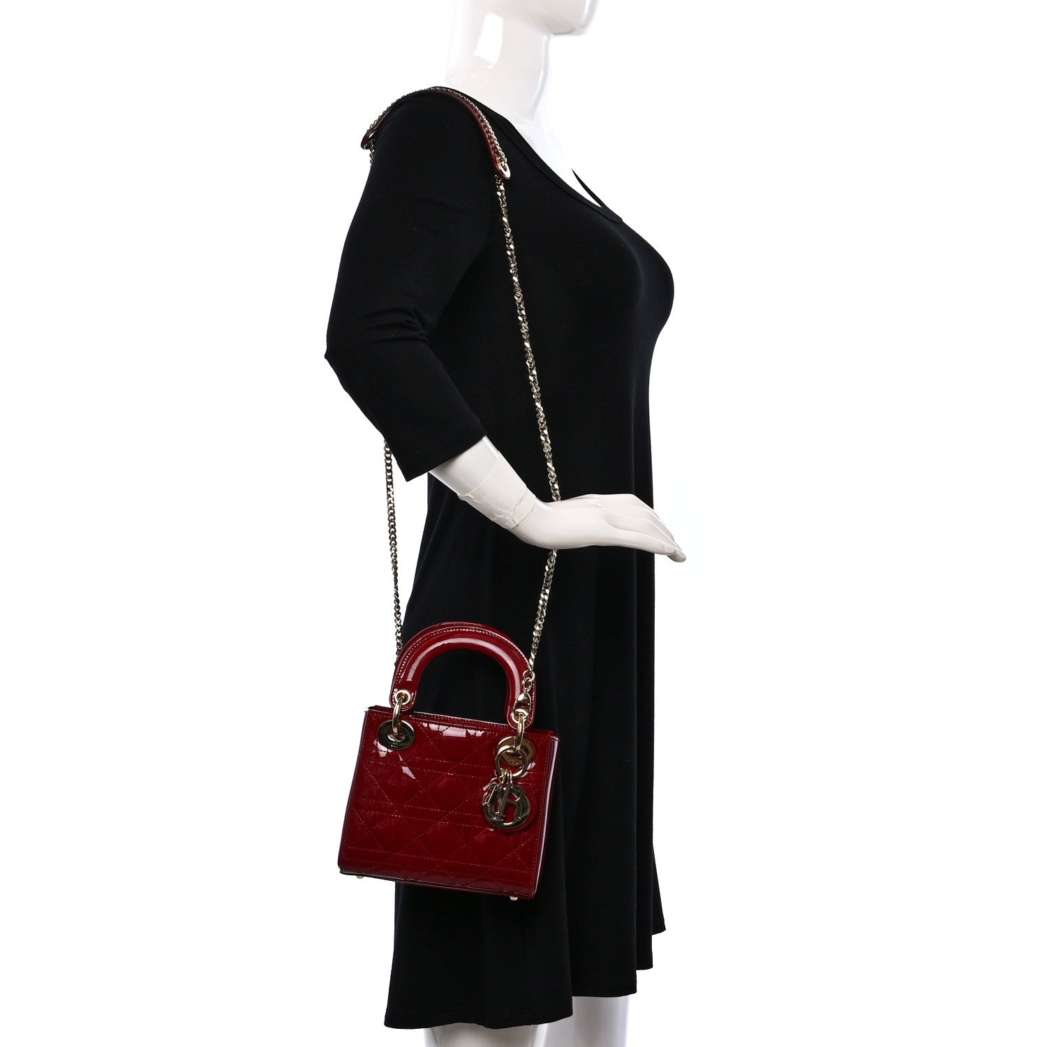 Christian Dior Patent Cannage Mini Lady Dior Red 2 of 10