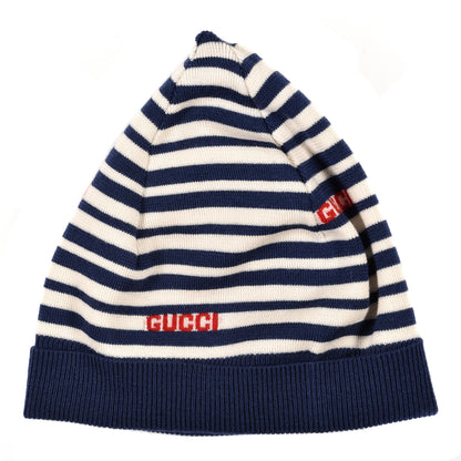 Gucci Wool Stripe Beanie Hat L White Red Blue 1 of 4