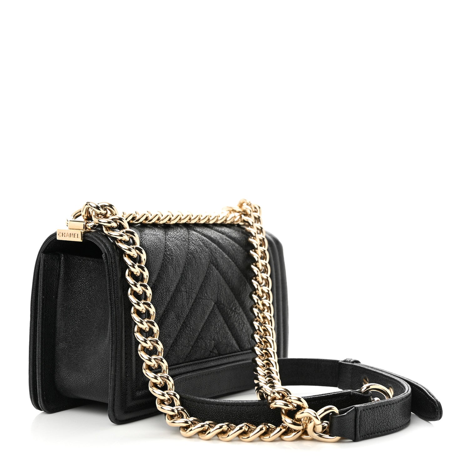 Chanel Iridescent Caviar Chevron Quilted Small Boy Flap Black 3 of 10
