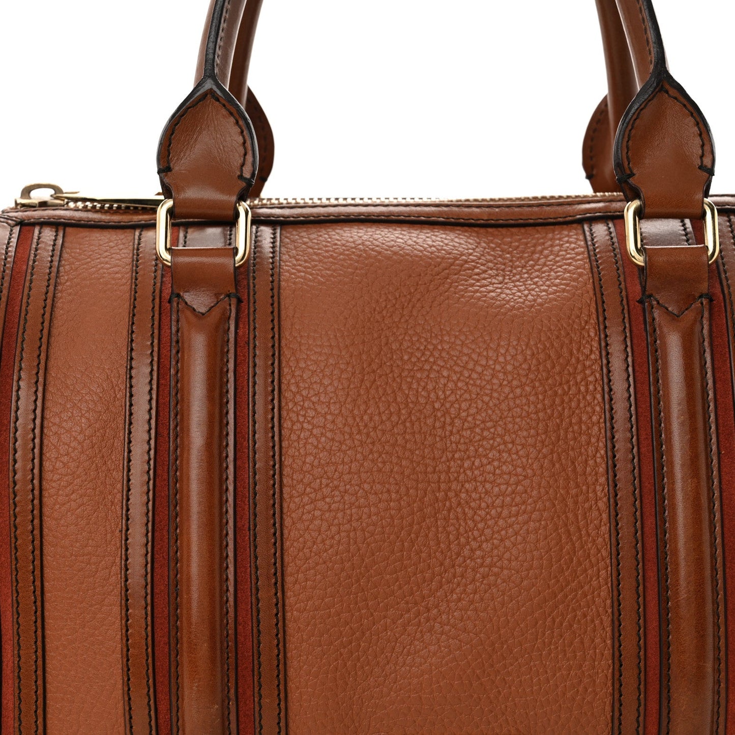 Grainy Calfskin Medium Alchester Bowling Bag Brown