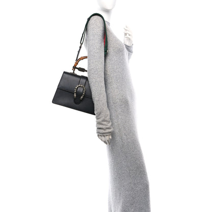 Gucci Dollar Calfskin Crystal Web Medium Dionysus Bamboo Top Handle Bag Black Black Diamond 2 of 10