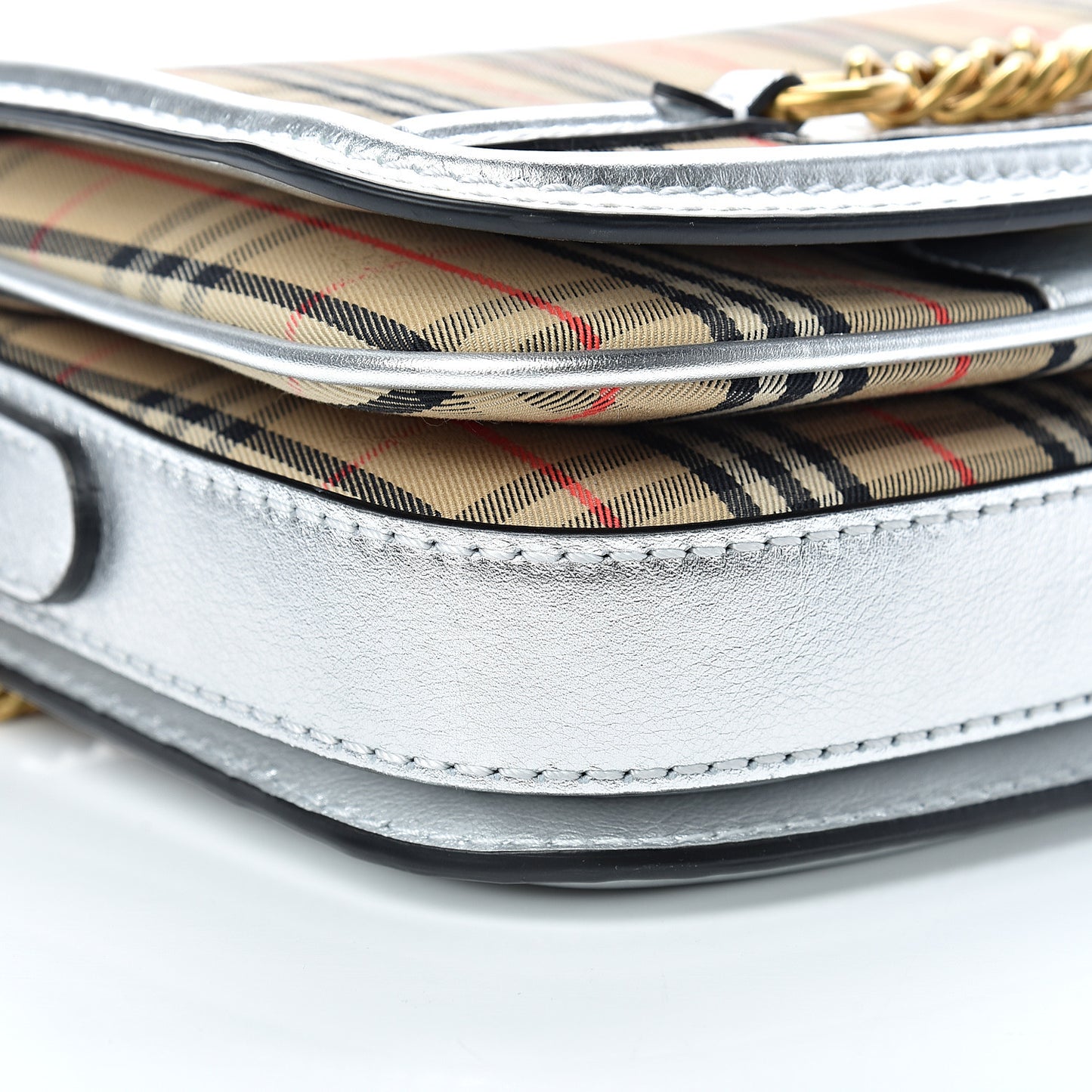 Smooth Calfskin 1983 Knight Check Link Shoulder Bag Silver