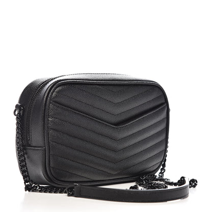Saint Laurent Grain De Poudre Matelasse Monogram Mini Lou Camera Bag Black 3 of 11