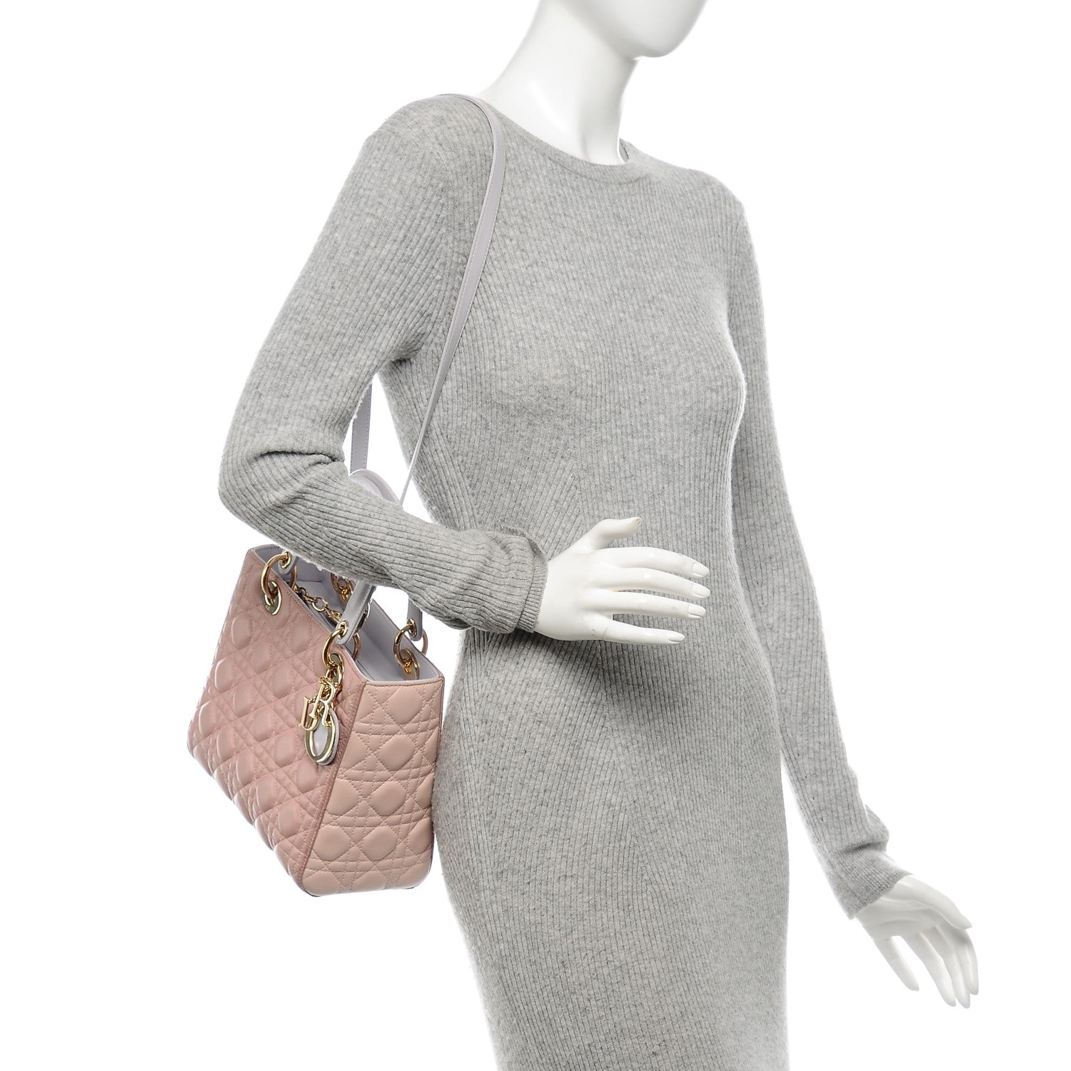 Christian Dior Lambskin Cannage Medium Tri-Color Lady Dior Rose Pale 2 of 7