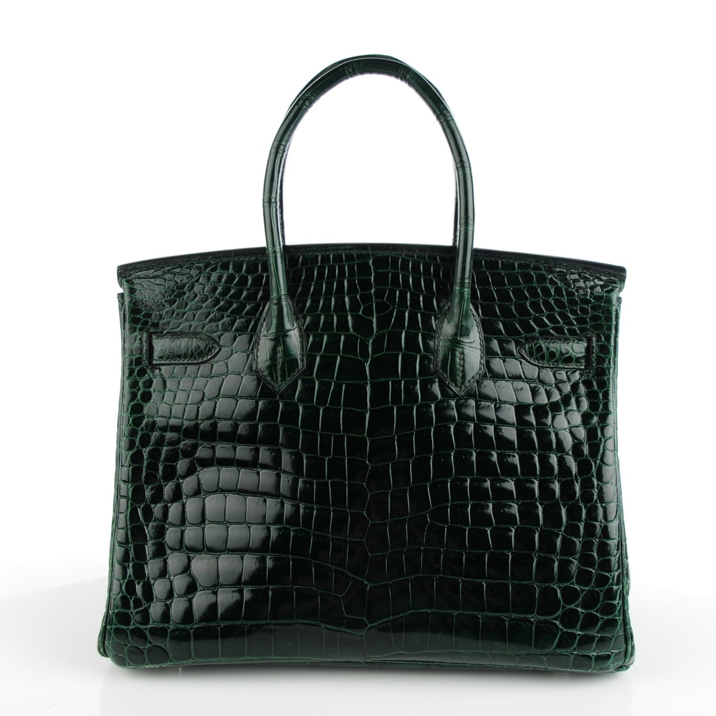 Shiny Porosus Crocodile Birkin 30 Vert Fonce
