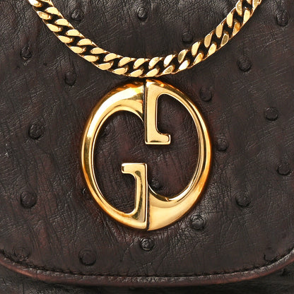 Gucci Ostrich Small 1973 Chain Shoulder Bag Dark Brown 9 of 11