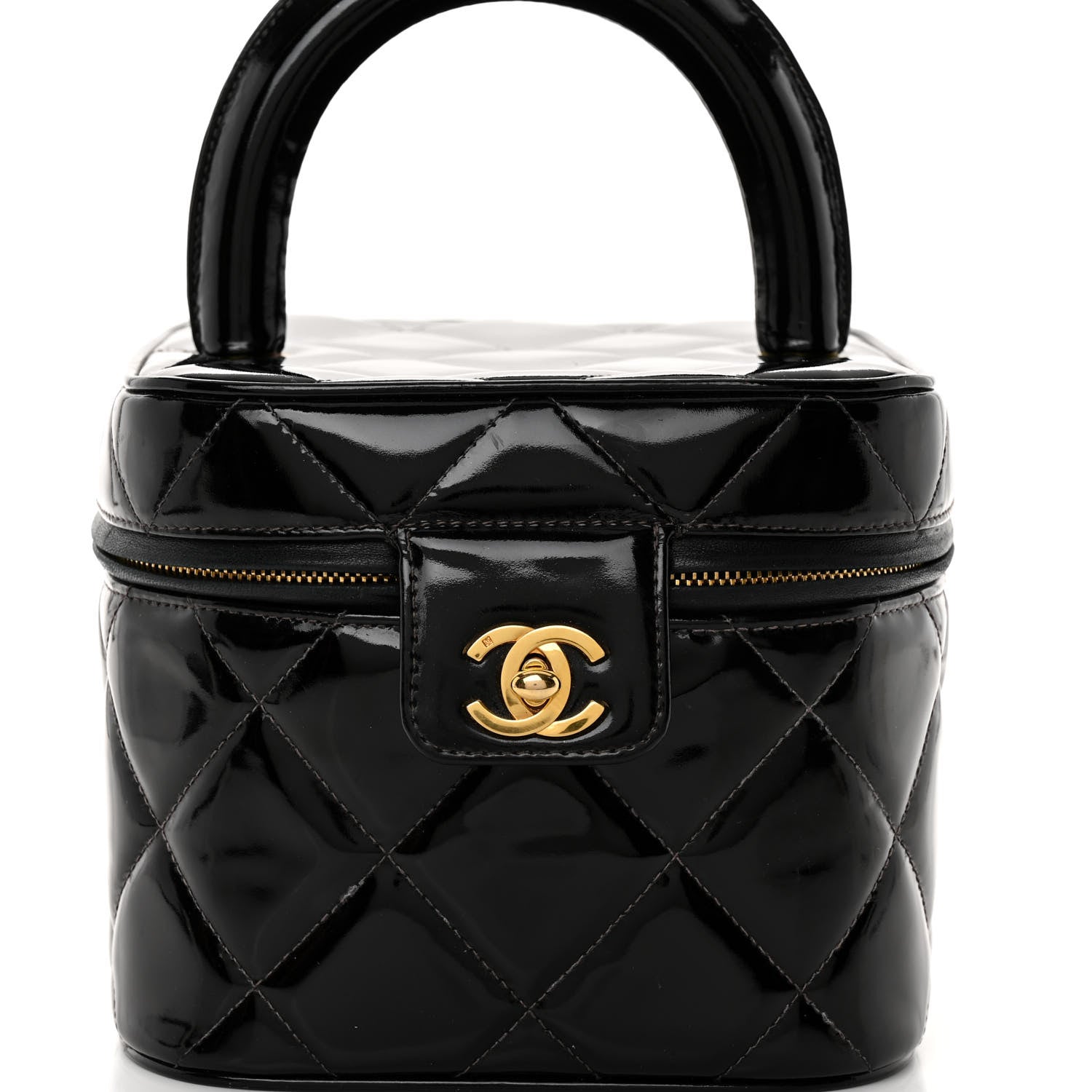 Chanel Patent Quilted Top Handle Vanity Case Black 9 of 11