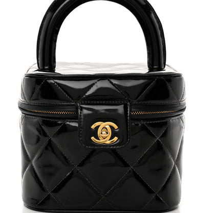 Chanel Patent Quilted Top Handle Vanity Case Black 9 of 11