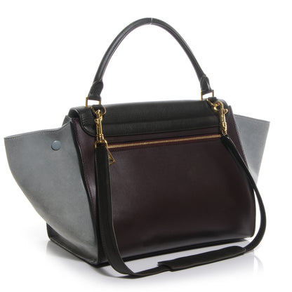 Celine Calfskin and Suede Small Tri-Color Trapeze Grey 3 of 9