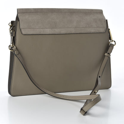 Chloe Calfskin Suede Medium Faye Shoulder Bag Motty Grey 2 of 8