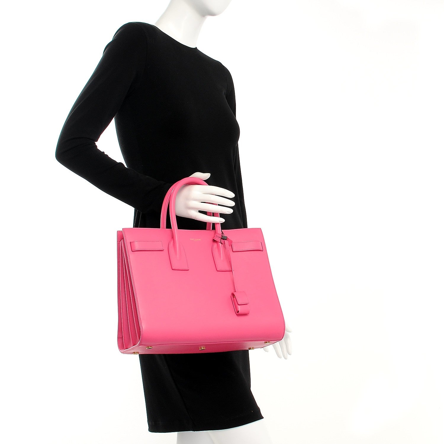 Saint Laurent Calfskin Small Sac De Jour Lipstick Fuchsia 3 of 12