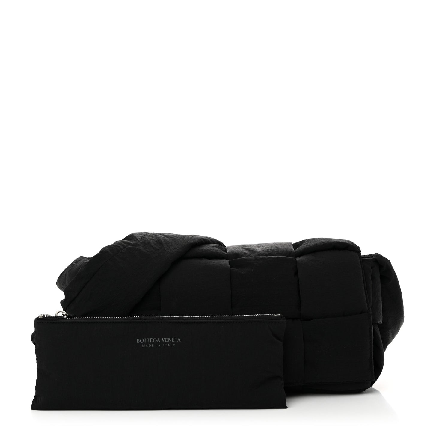 Nylon Intrecciato Padded Tech Cassette Bag Black