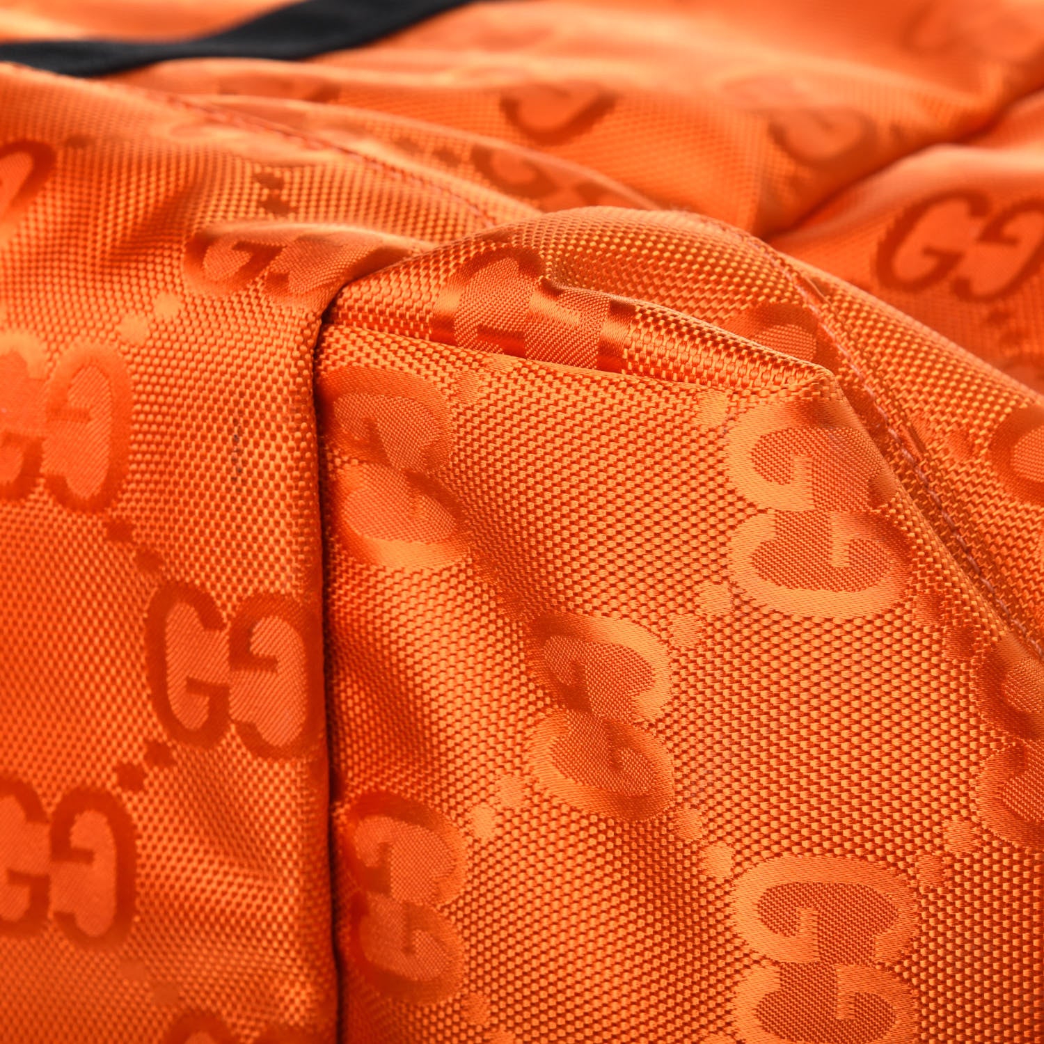 Gucci Econyl Nylon Monogram Off The Grid Duffle Bag Carrot Orange Black 9 of 14