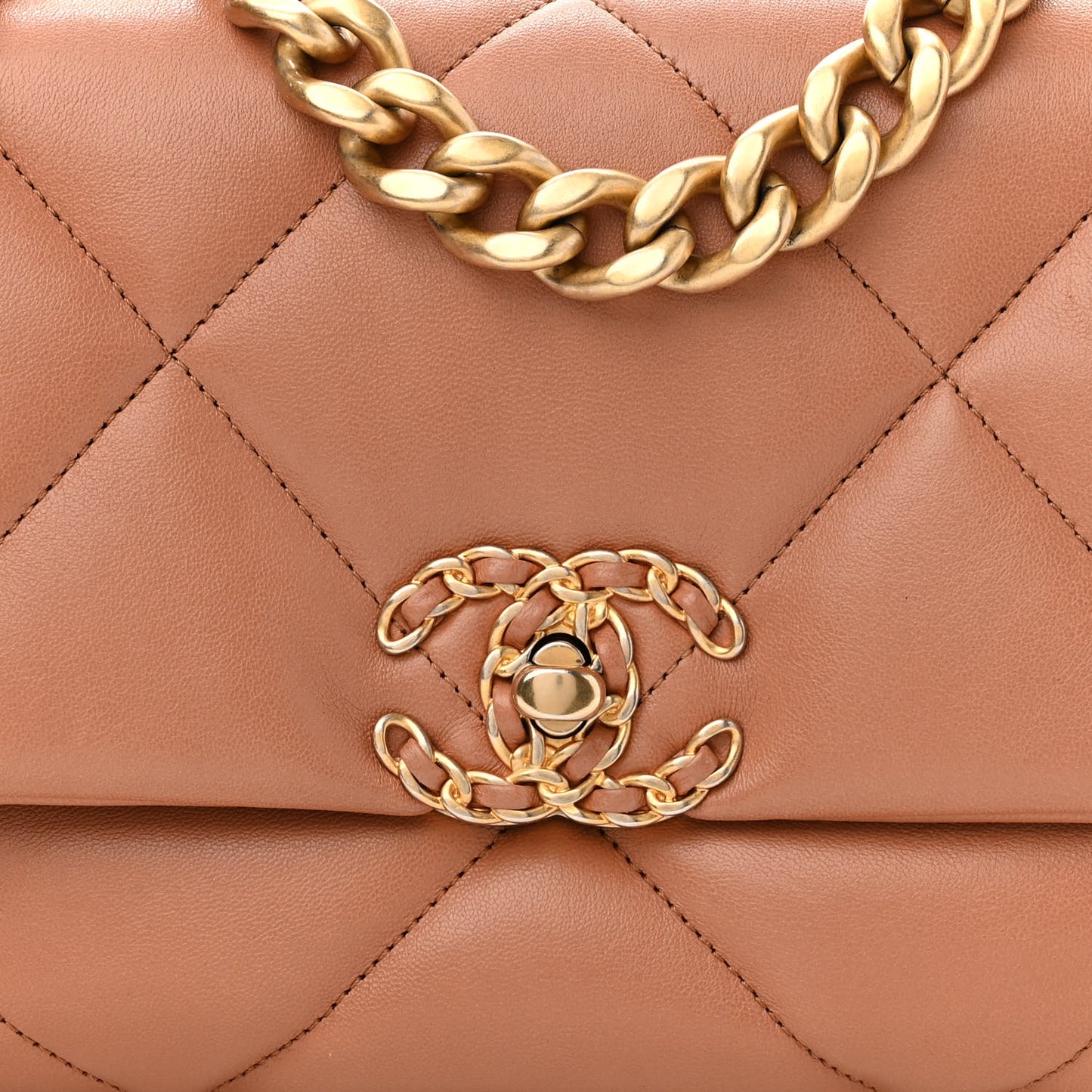 Lambskin Quilted Medium Chanel 19 Flap Brown