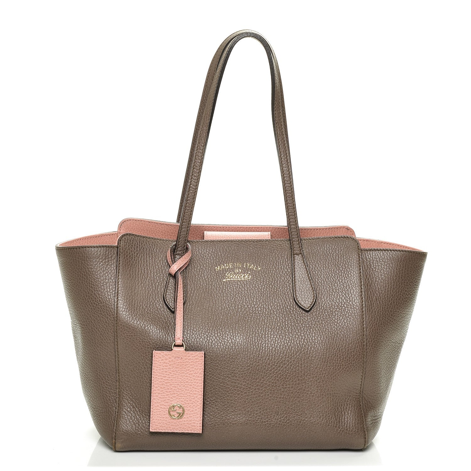 Gucci Dollar Calfskin Small Swing Tote Grey Field Soft Pink 1 of 7