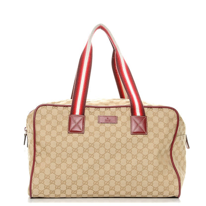 Gucci GG Monogram Web Medium Collapsable Carry On Duffle Beige Red 1 of 7