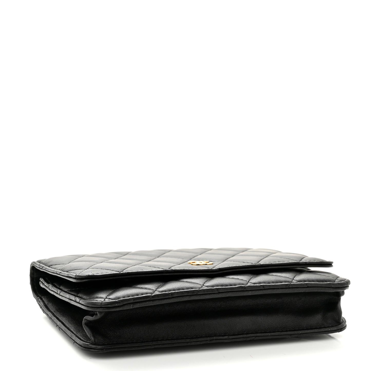 Lambskin Quilted Wallet On Chain WOC Black