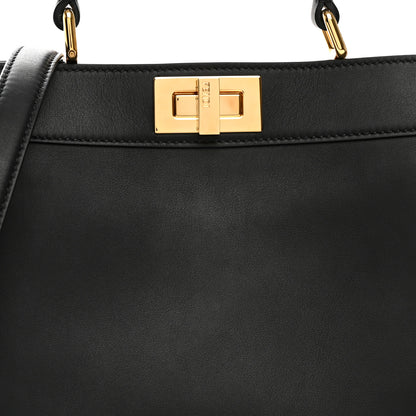 Fendi Vitello Seta Nappa Bi-Color Small Peekaboo I SEE U Satchel Black Light Rose Tortora 9 of 12