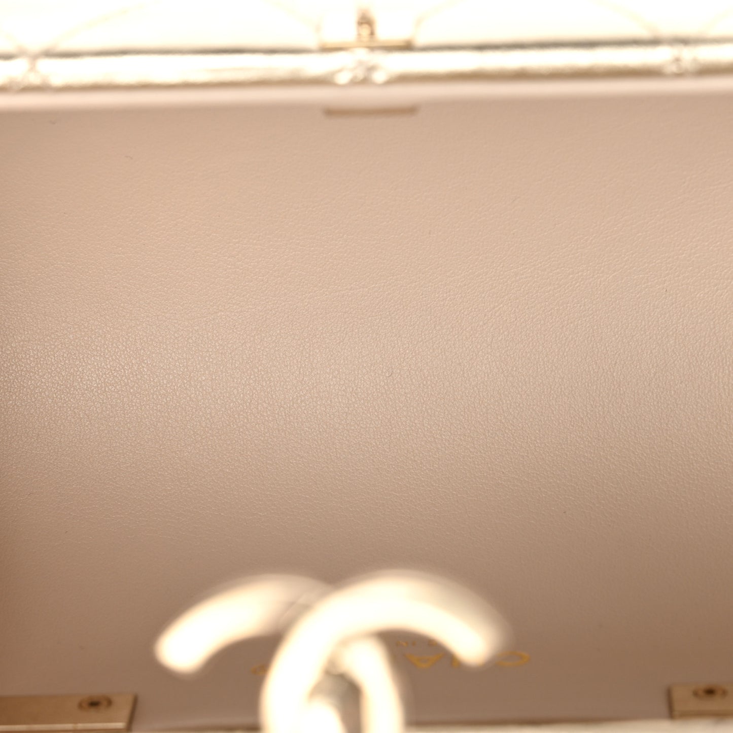 Metallic Lambskin Quilted Barrel Crossbody Bag Gold