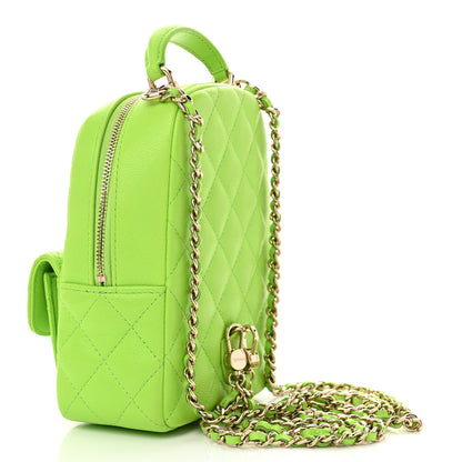 Chanel Caviar Quilted CC Mini Classic Backpack Neon Green 3 of 11