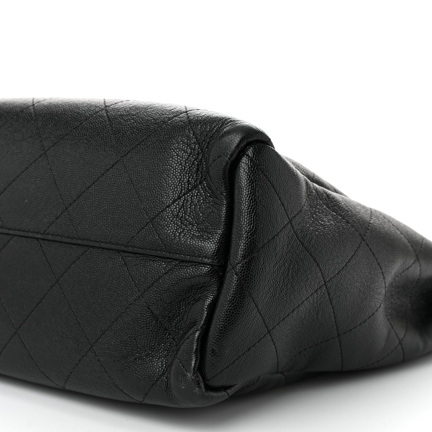 Caviar Stitched Medium Lady Coco Shopping Tote Black