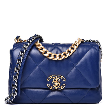 Chanel Goatskin Quilted Medium 19 Flap Dark Blue 1 of 12